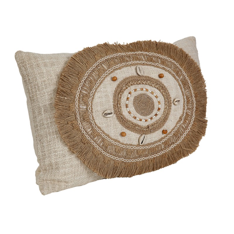 Coussin Romimex Beige Crème Coquillages 30 x 8 x 50 cm Broderie