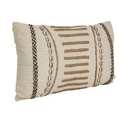 Coussin Romimex Beige Crème Coton Coquillages 30 x 8 x 50 cm Broderie