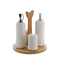 Ölfläschchen Home ESPRIT Weiß Bambus Porzellan