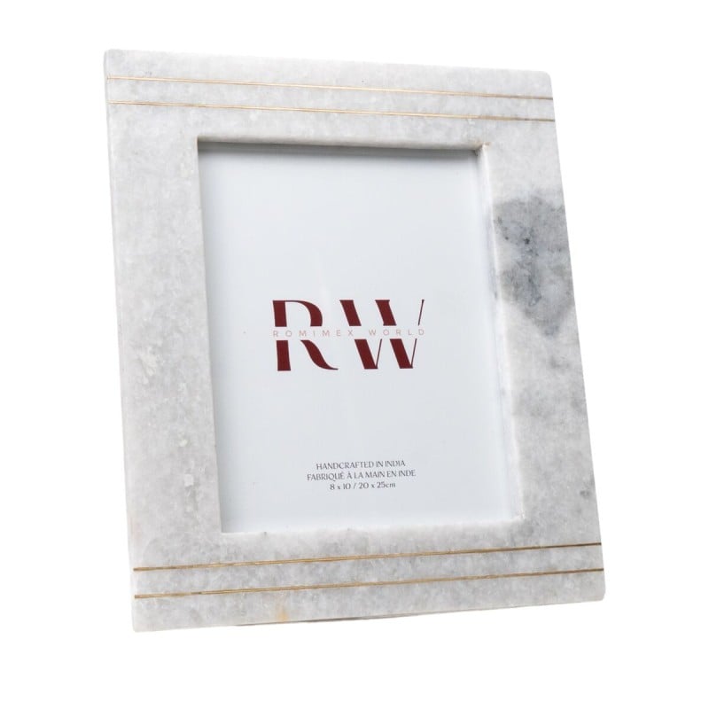 Photo frame Romimex Stone Brass Marble MDF Wood 5 x 25 x 20 cm