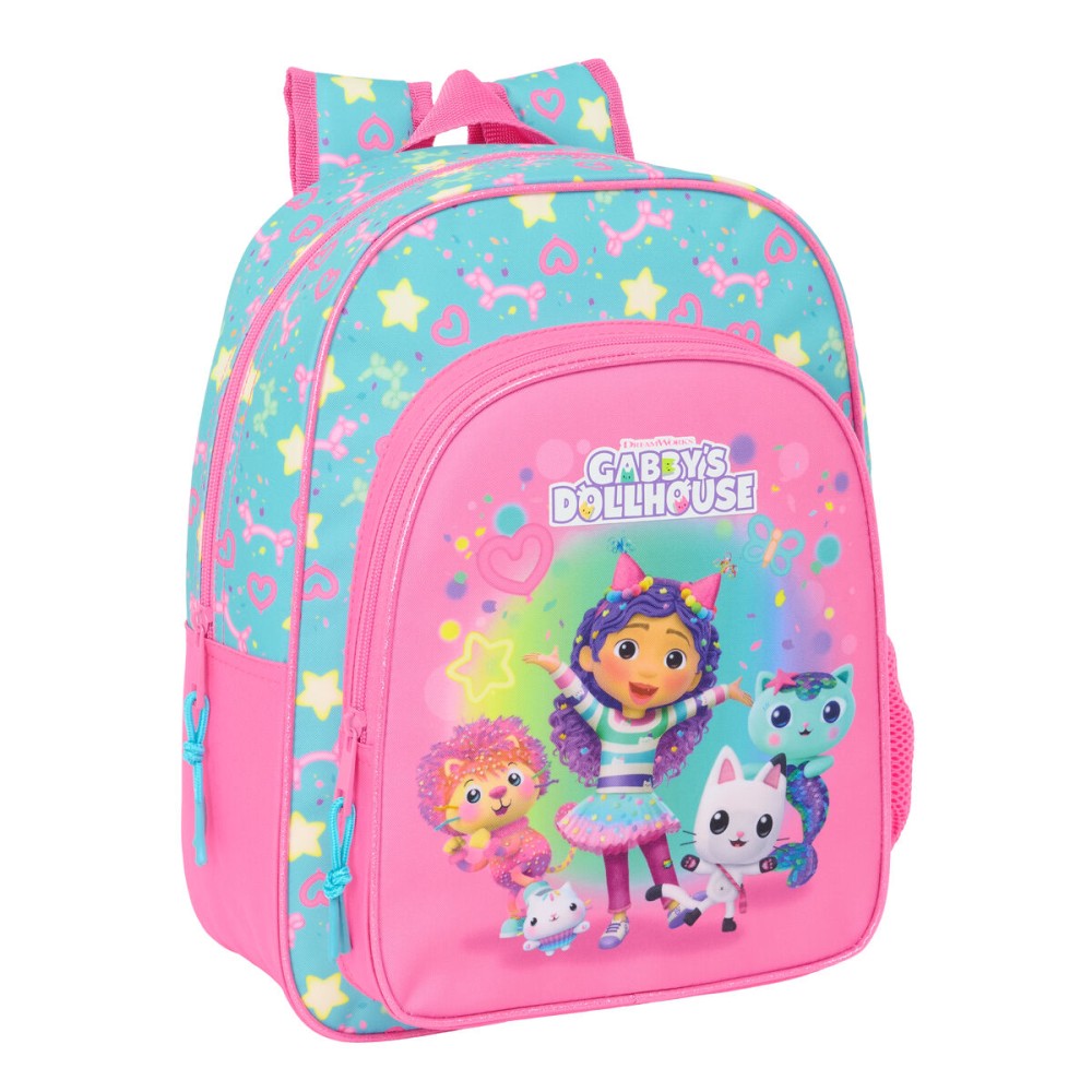 Schulrucksack Gabby's Dollhouse Confetti Rosa türkis 26 x 34 x 11 cm