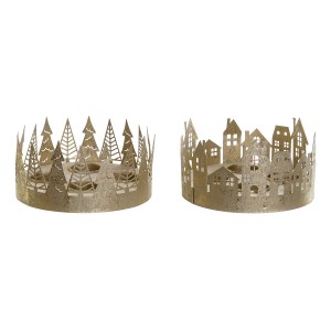 Kerzenschale DKD Home Decor Gold natürlich Metall 16,5 x 16,5 x 8,5 cm (2 Stück)