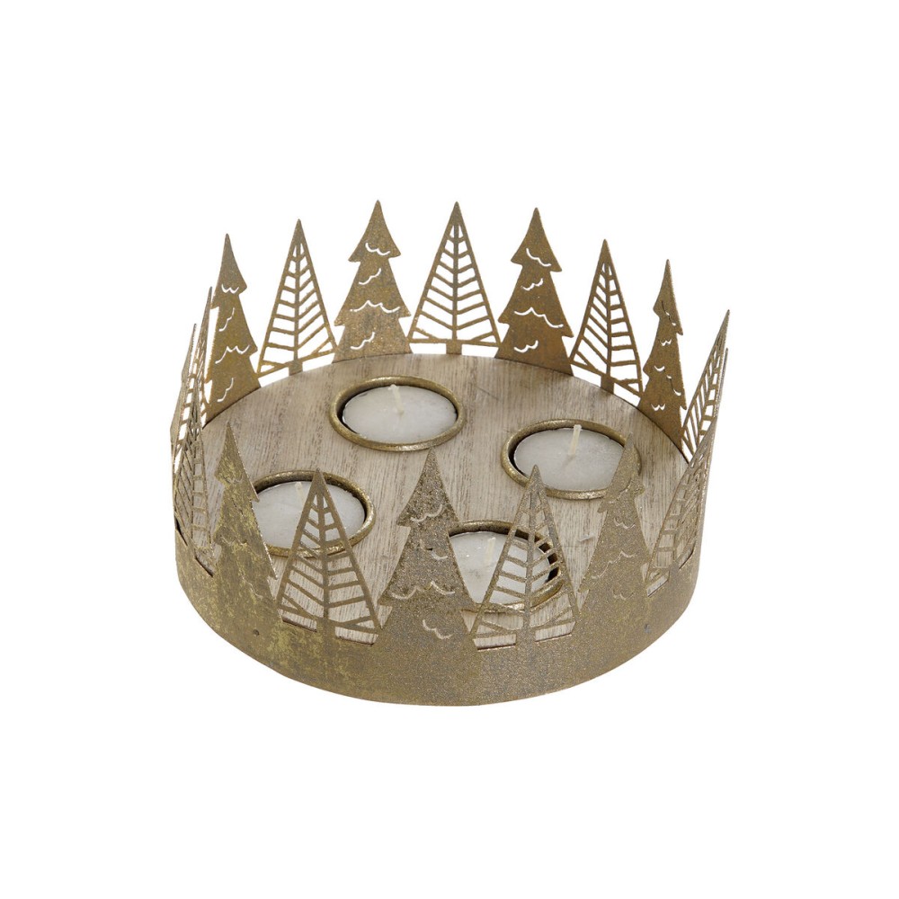 Kerzenschale DKD Home Decor Gold natürlich Metall 16,5 x 16,5 x 8,5 cm (2 Stück)