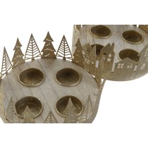 Bougeoir DKD Home Decor Doré Naturel Métal 16,5 x 16,5 x 8,5 cm (2 Unités)