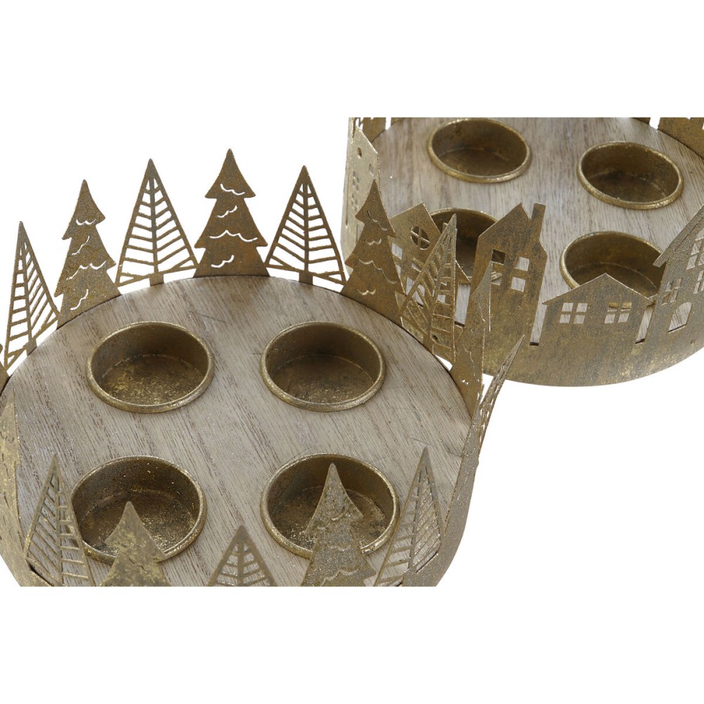 Kerzenschale DKD Home Decor Gold natürlich Metall 16,5 x 16,5 x 8,5 cm (2 Stück)