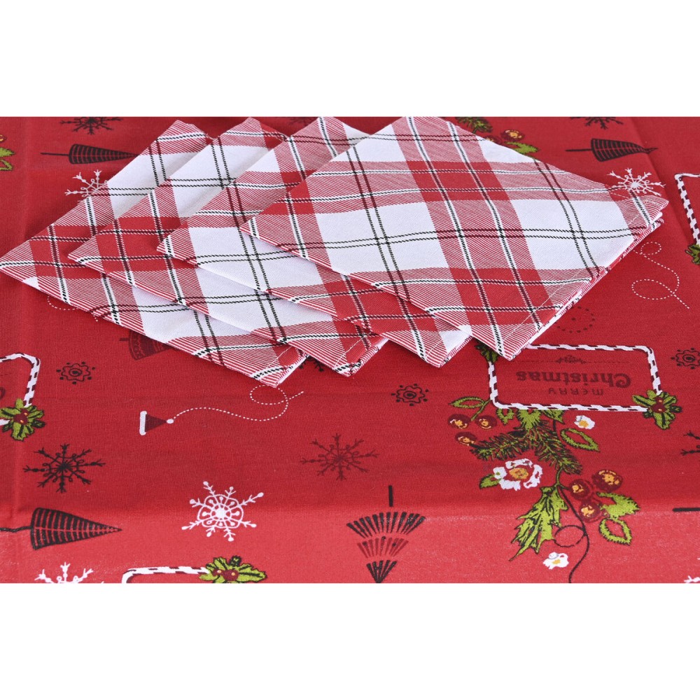 Service de linge de table DKD Home Decor Blanc Rouge Vert Beige (5 Pièces) (2 Unités)