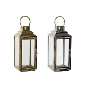 Kerzenschale DKD Home Decor Gold Silberfarben Aluminium Kristall 14 x 14 x 35 cm (2 Stück)