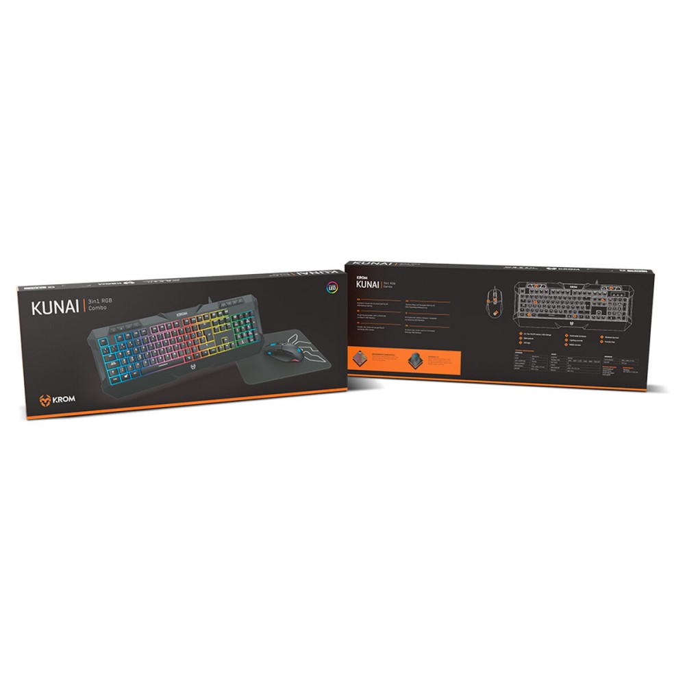 Keyboard with Gaming Mouse Krom Kunai Spanish Qwerty