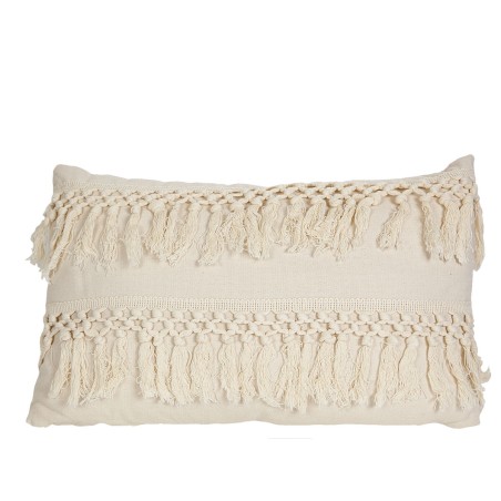 Cushion Romimex White With tassles 30 x 10 x 50 cm