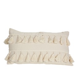 Cushion Romimex White Tassels 30 x 10 x 50 cm