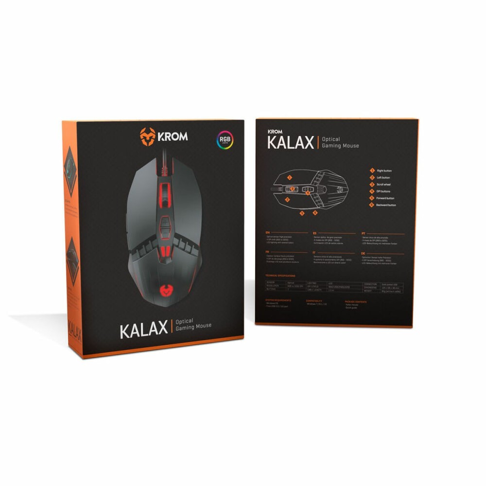 Gaming Maus Krom Kalax Schwarz 3200 DPI