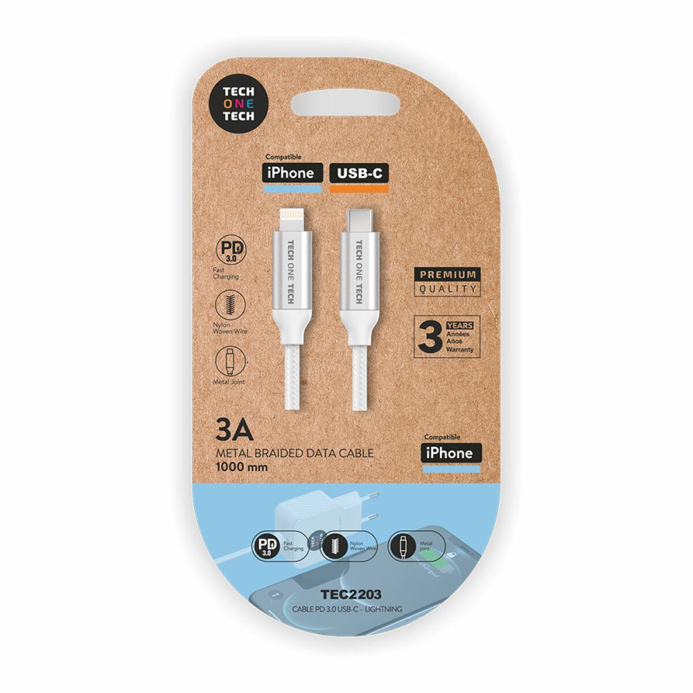 USB-C to Lightning Cable Tech One Tech TEC2203 1 m White
