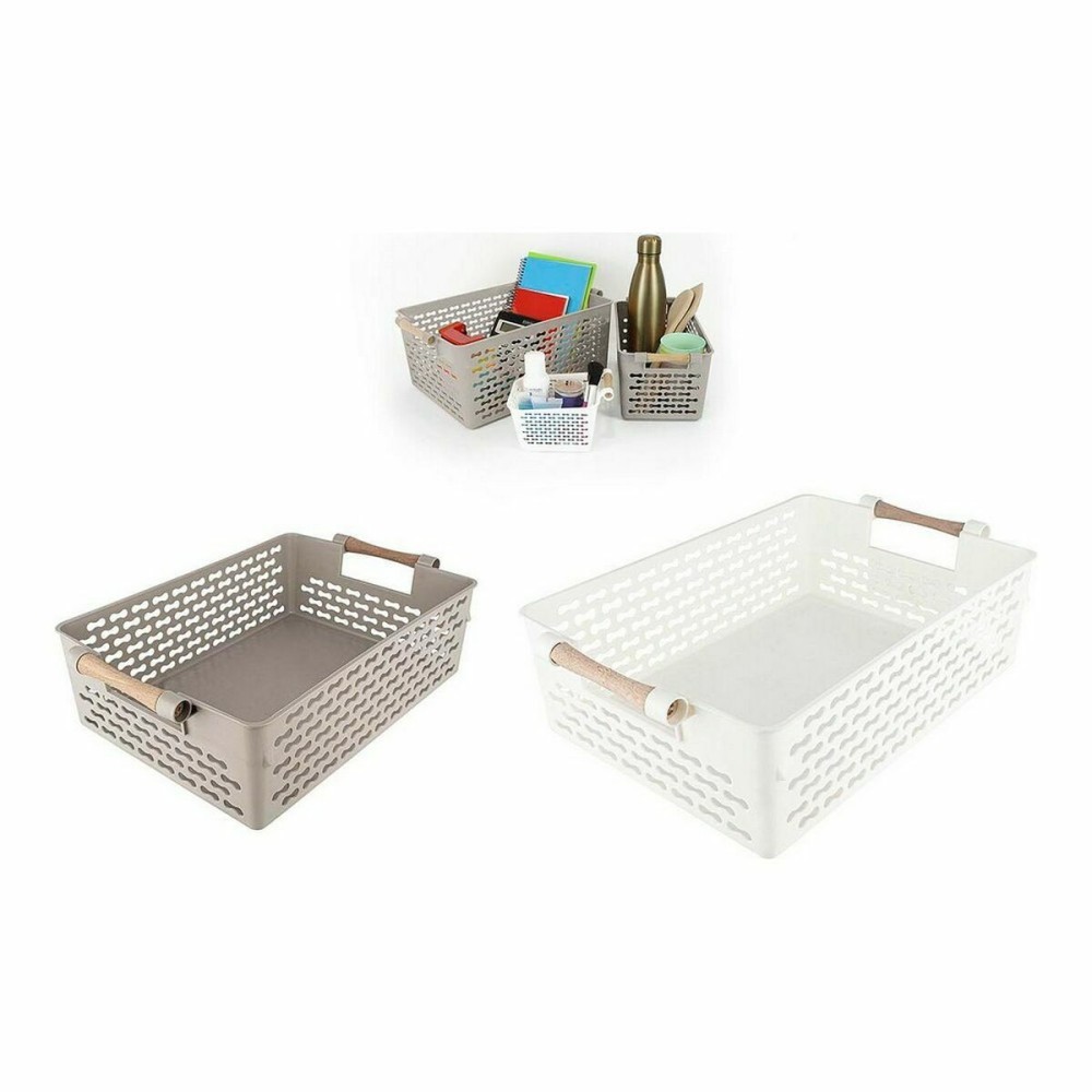 Panier Multi-usages Confortime Bois 37 x 23 x 11 cm 32 x 22,5 x 10 cm (18 Unités)