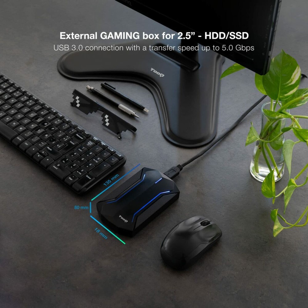 Gehäuse für die Festplatte TooQ TQE-2599RGB Schwarz 2,5"