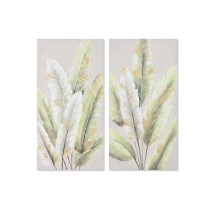 Cadre Home ESPRIT Vert Doré Toile Bois MDF Palmiers Tropical 50 x 3 x 100 cm (2 Unités)