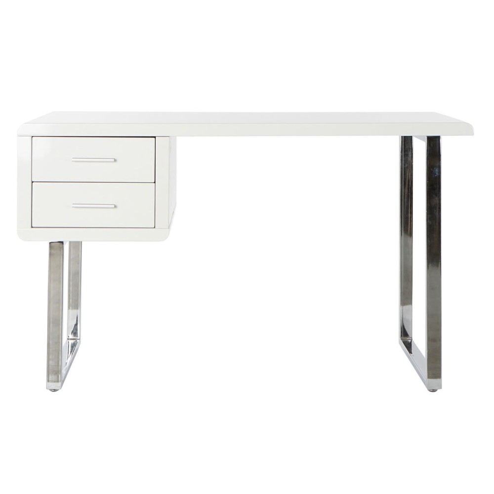 Desk DKD Home Decor White Silver Metal MDF Wood 120 x 55 x 76 cm
