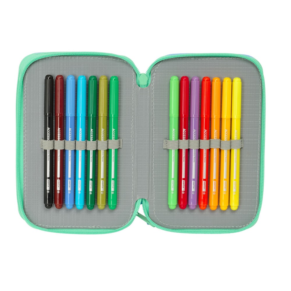 Dreifaches Mehrzweck-Etui Bluey Sisters grün Wasser 12,5 x 19,5 x 5,5 cm 37 Stücke