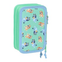Dreifaches Mehrzweck-Etui Bluey Sisters grün Wasser 12,5 x 19,5 x 5,5 cm 37 Stücke