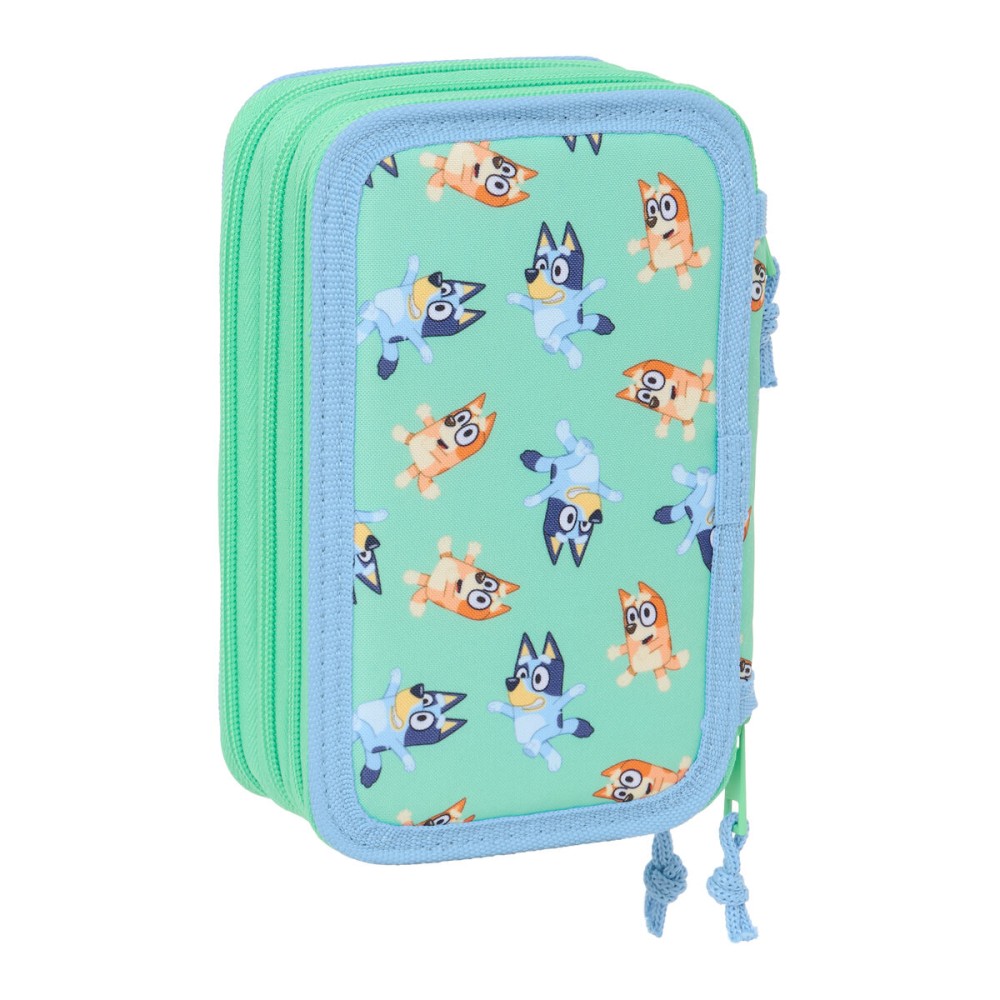 Dreifaches Mehrzweck-Etui Bluey Sisters grün Wasser 12,5 x 19,5 x 5,5 cm 37 Stücke
