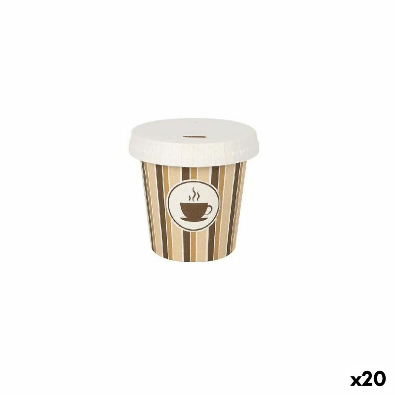 Set de Verres Algon Avec couvercle Produits à usage unique Café Carton 10 Pièces 120 ml (20 Unités)