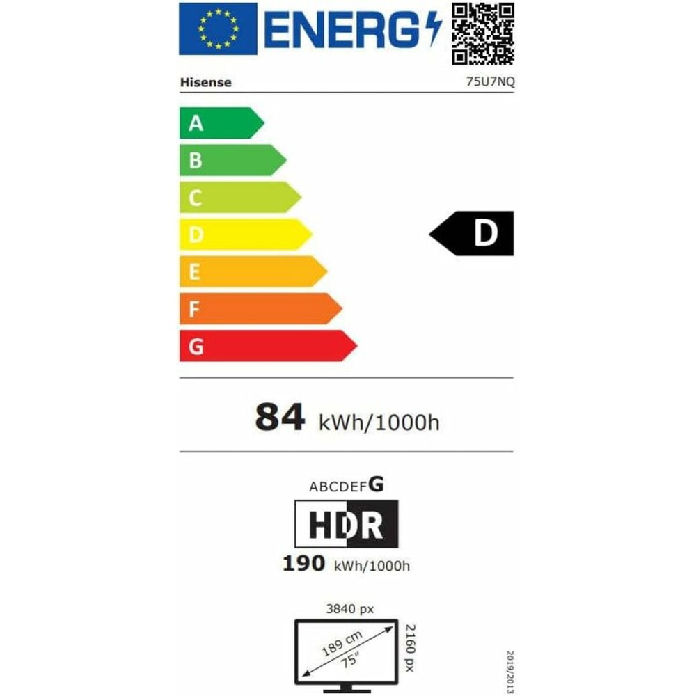 TV intelligente Hisense 75E7NQ 4K Ultra HD HDR QLED 75"