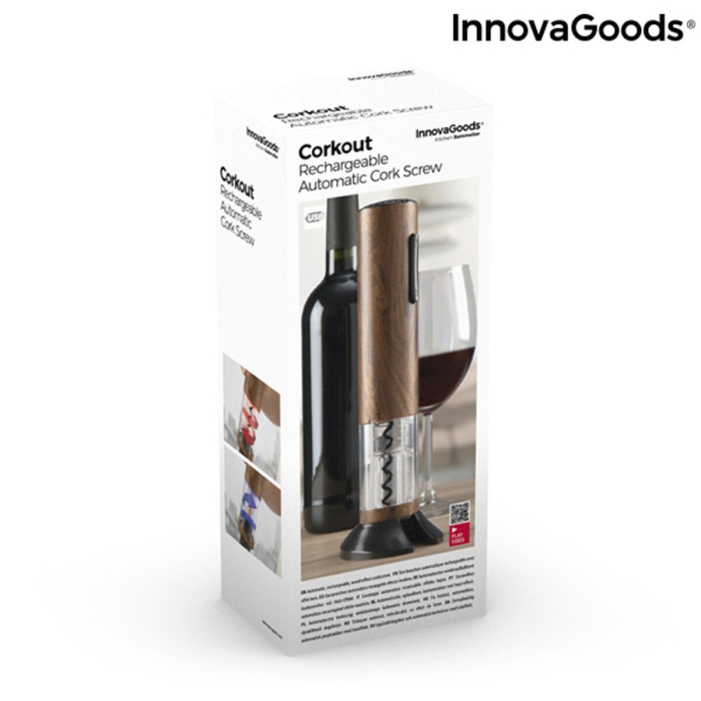 Automatic Rechargeable Wood Effect Corkscrew Corkout InnovaGoods