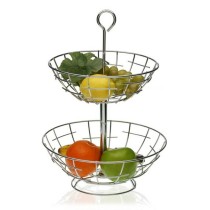 Obstschale Versa 2 Regale Metall Silberfarben Stahl 28 x 41 x 28 cm