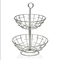 Coupe à fruits Versa 2 Etagères Métal Argenté Acier 28 x 41 x 28 cm