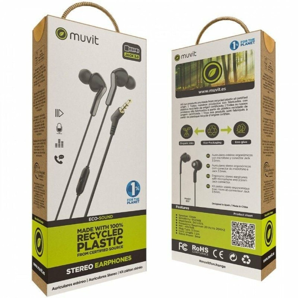 Headphones with Microphone Muvit MCHPH0004 Black