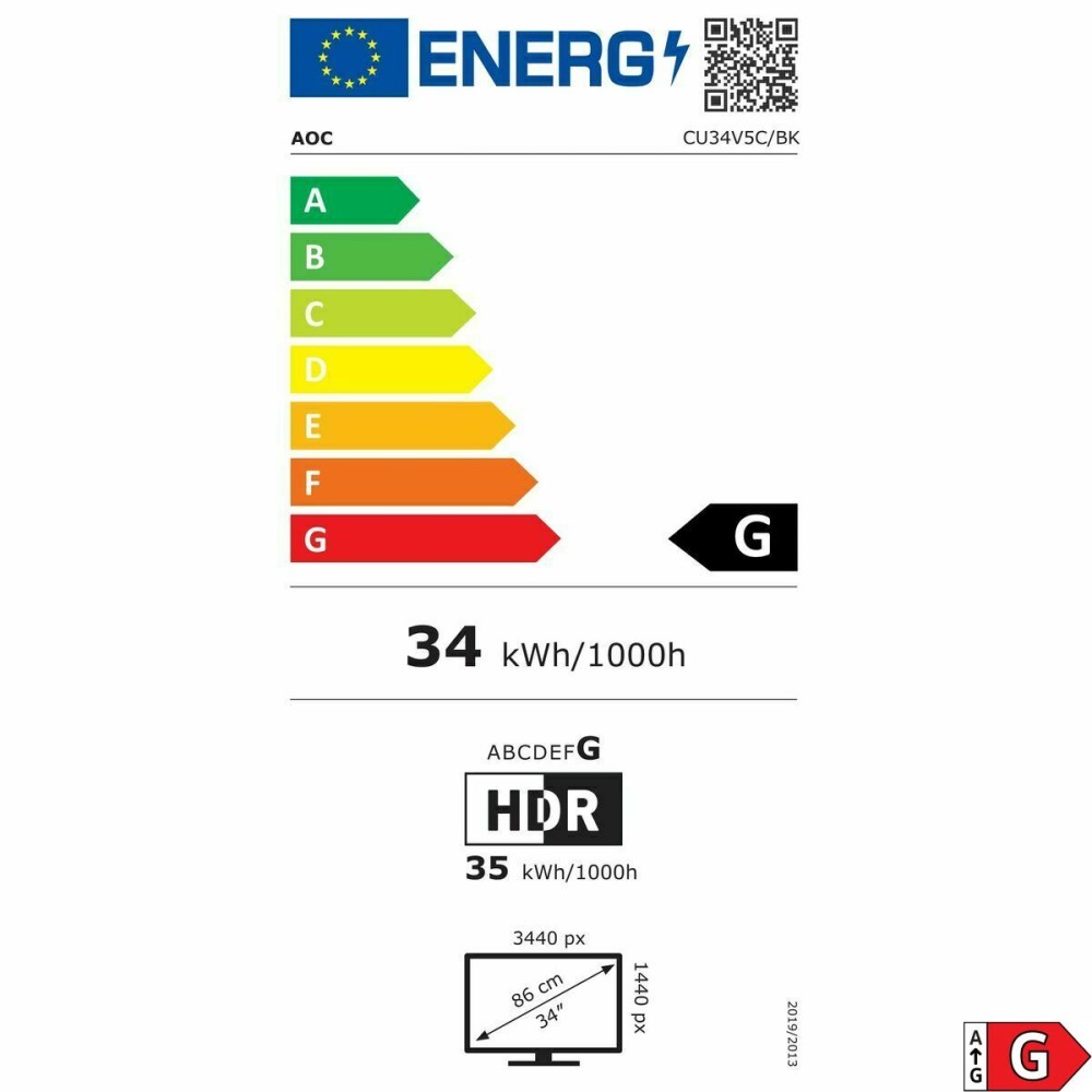 Écran AOC CU34V5C/BK Wide Quad HD 34"