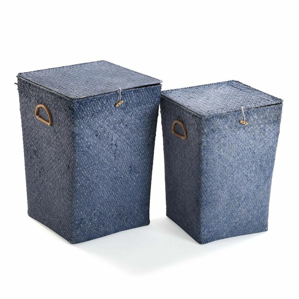 Wäschekorb Versa Blau Seetang 35 x 50 x 35 cm Bekleidung (2 Stück)