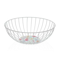 Fruit Bowl Versa Flandes Metal Steel MDF Wood 28 x 10 x 28 cm