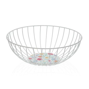 Obstschale Versa Flandes Metall Stahl Holz MDF 28 x 10 x 28 cm