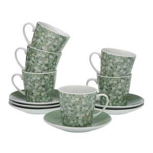Tea set Versa Porcelain 9 x 14 x 14 cm 10,5 x 8 x 6 cm 14 x 14 x 2 cm Flowers 6 Units