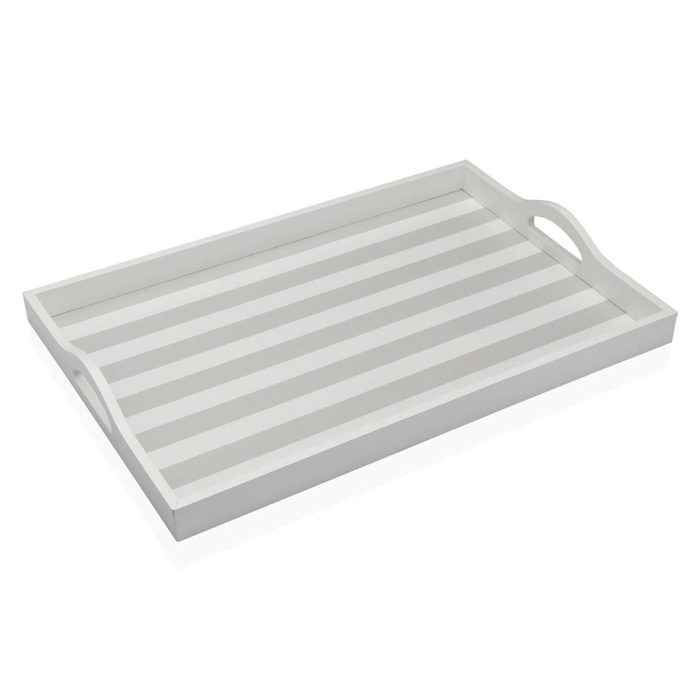 Schale Versa Grau Holz MDF 30 x 5 x 45 cm Streifen