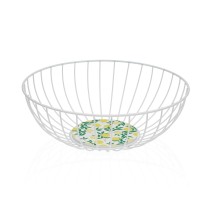 Panier Multi-usages Versa Blanc Métal Acier Bois MDF 28 x 11 x 28 cm