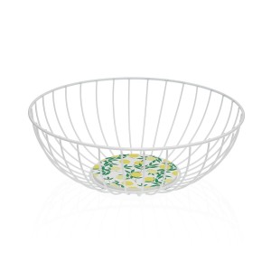 Multi-purpose basket Versa White Metal Steel MDF Wood 28 x 11 x 28 cm