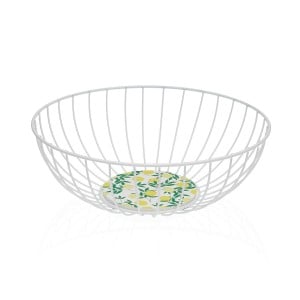 Panier Multi-usages Versa Blanc Métal Acier Bois MDF 28 x 11 x 28 cm