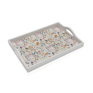 Tray Versa MDF Wood 24 x 4,5 x 34 cm Flowers
