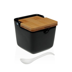 Zuckerdose Versa Schwarz aus Keramik 8,8 x 8,5 x 8,8 cm