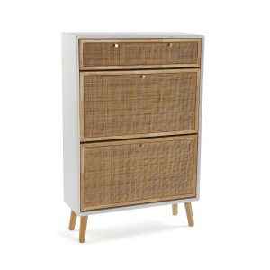 Shoe Rack Versa Vega Rattan Paolownia wood 25,5 x 106 x 70 cm