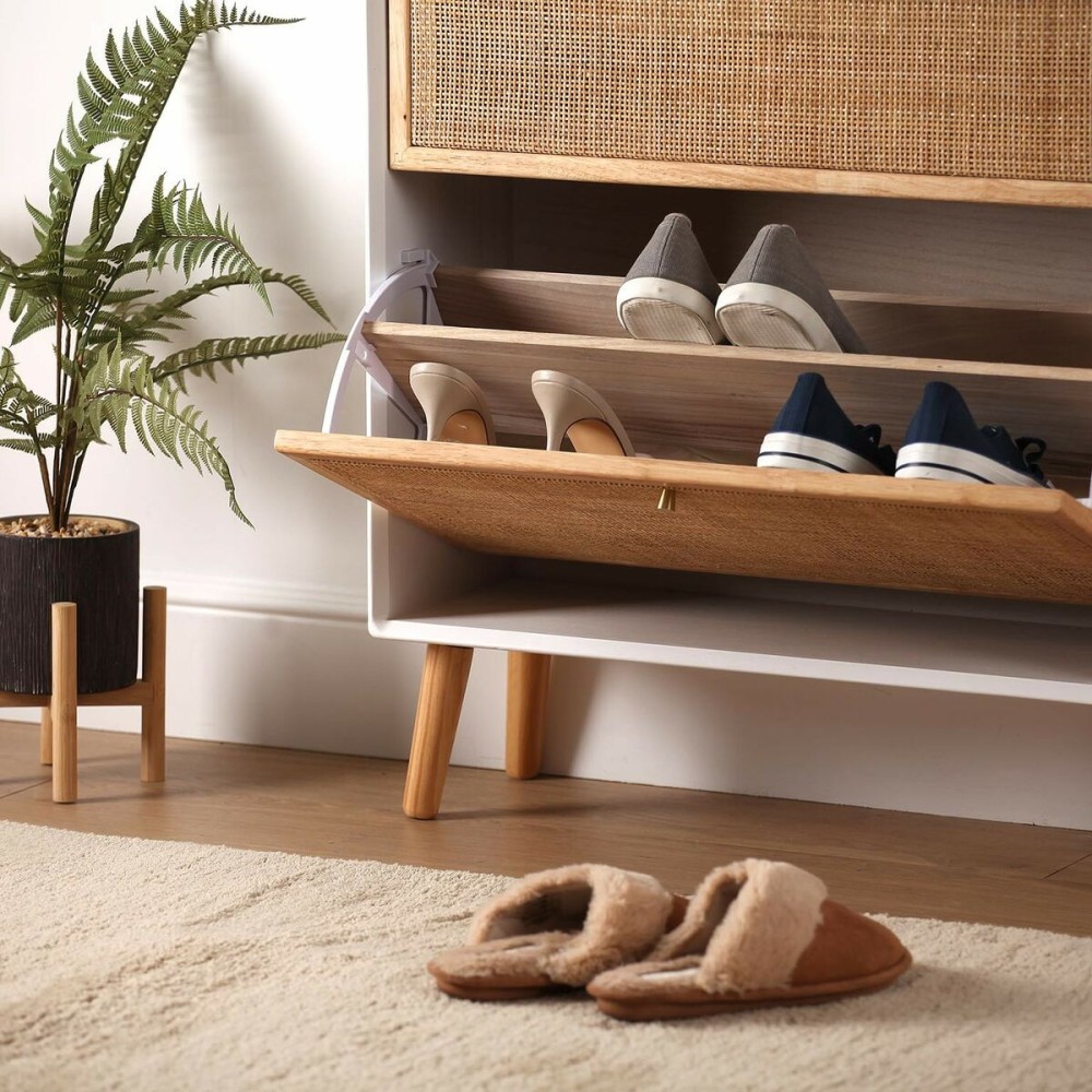Shoe Rack Versa Vega Rattan Paolownia wood 25,5 x 106 x 70 cm
