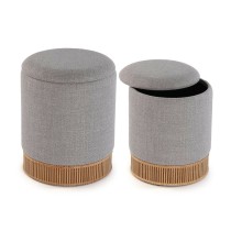 Pouf convertible Versa Gris Bambou Bois MDF