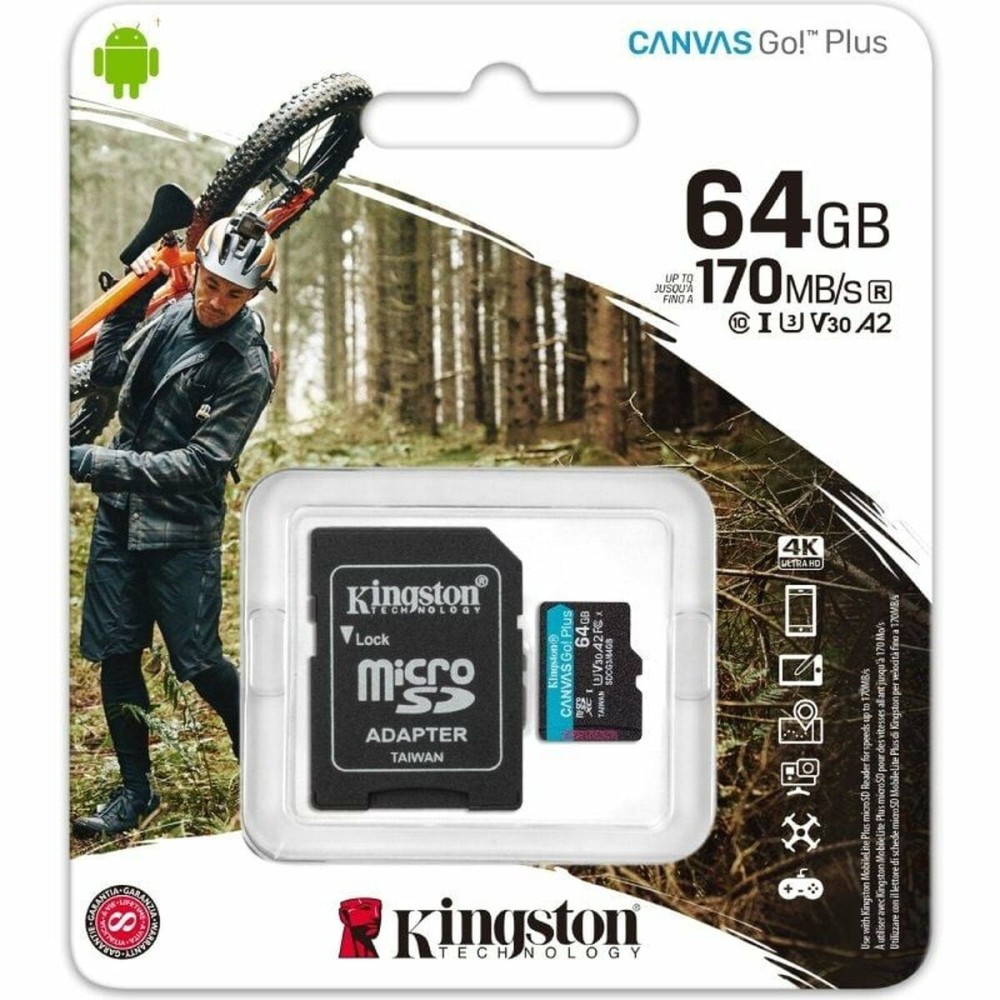 Carte Mémoire Micro SD avec Adaptateur Kingston CANVAS Go! Plus 64 GB