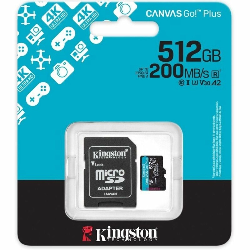 Carte Mémoire Micro SD avec Adaptateur Kingston CANVAS Go! Plus 512GB microSD XC 512 GB