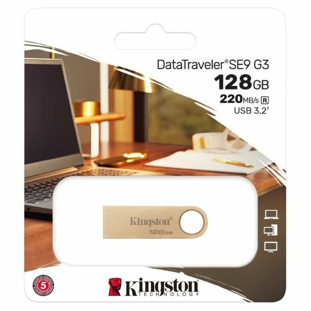 USB Pendrive Kingston DataTraveler SE9 G3 USB 3.2 128 GB Gold