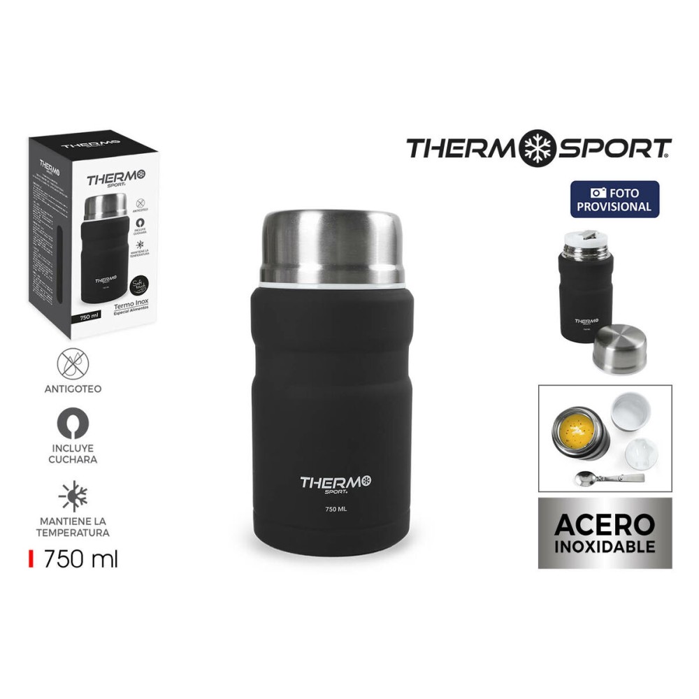 Thermoskanne für Lebensmittel ThermoSport Schwarz Stahl 750 ml (6 Stück)