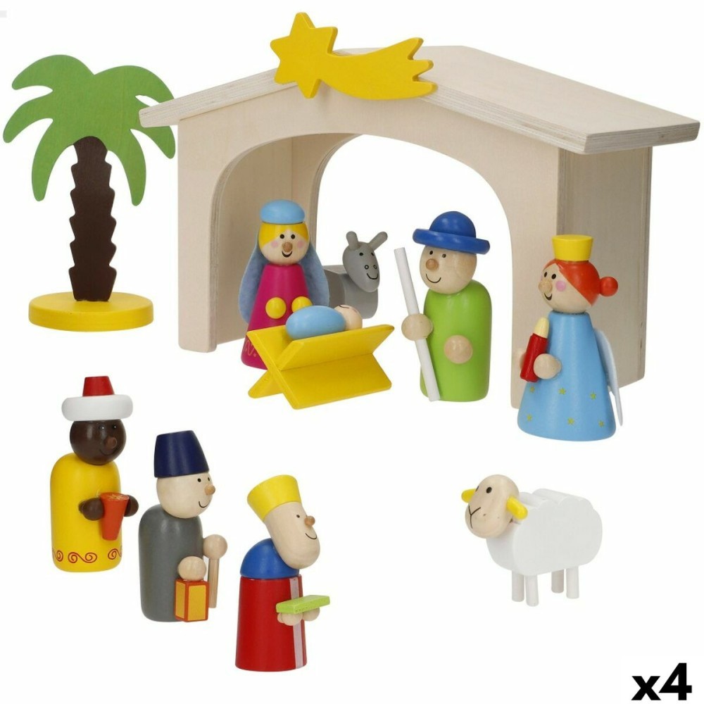 Weihnachtskrippe Woomax Holz plywood 23 x 16 x 11 cm (4 Stück)