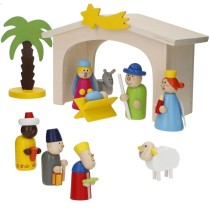 Weihnachtskrippe Woomax Holz plywood 23 x 16 x 11 cm (4 Stück)