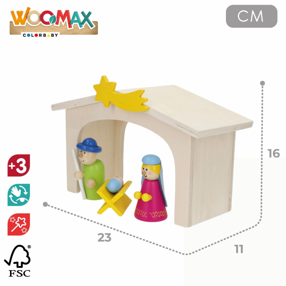 Crèche de Noël Woomax Bois plywood 23 x 16 x 11 cm (4 Unités)